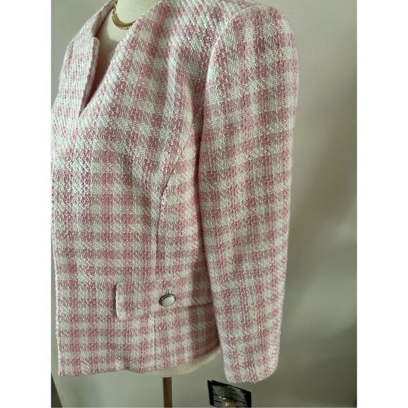 Kasper pink and white plaid blazer size of 10 p - Picture 2 of 7